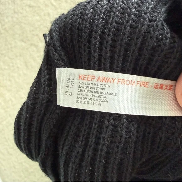 Free People Picnic Sweater Black Knit Ribbed Linen Cotton Blend Romper - Picture 9 of 9